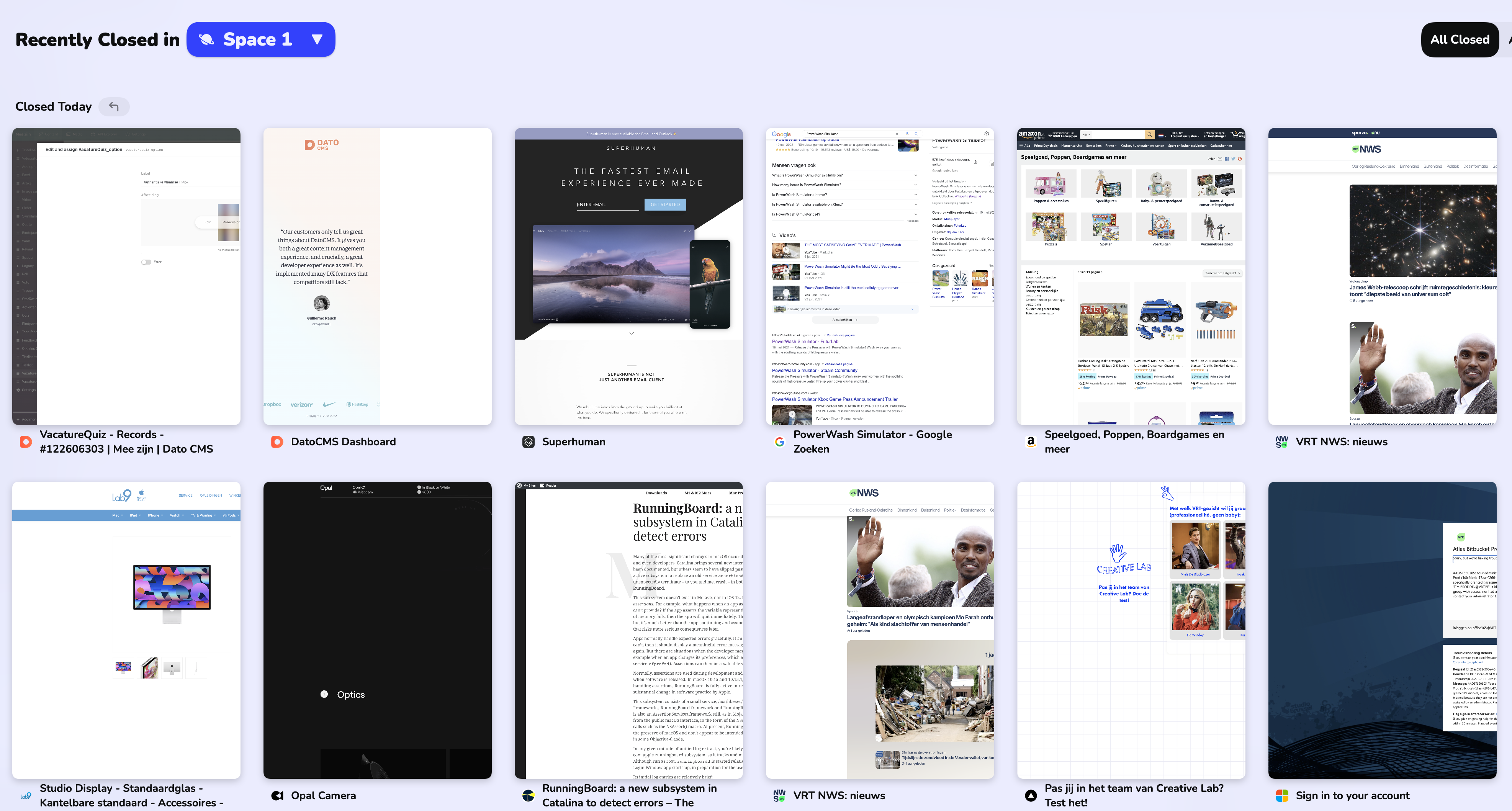 The Archive, a visual overview of your history