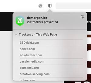 Safari in macOS 11 toont welke trackers hij blokkeert