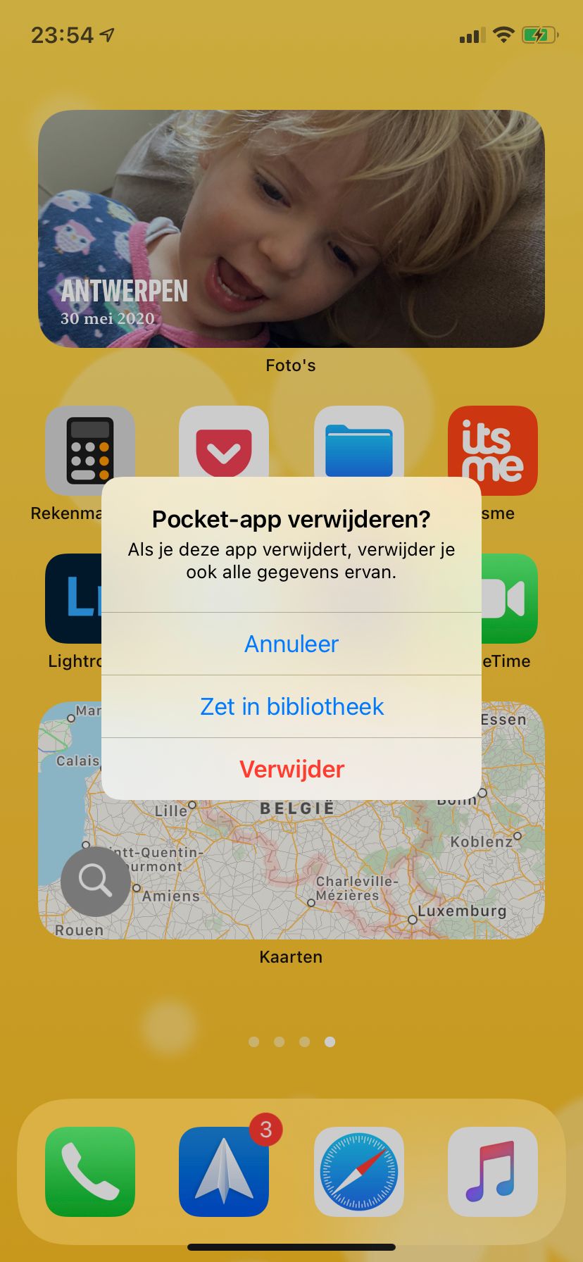 Een app “verwijderen” naar de App Library